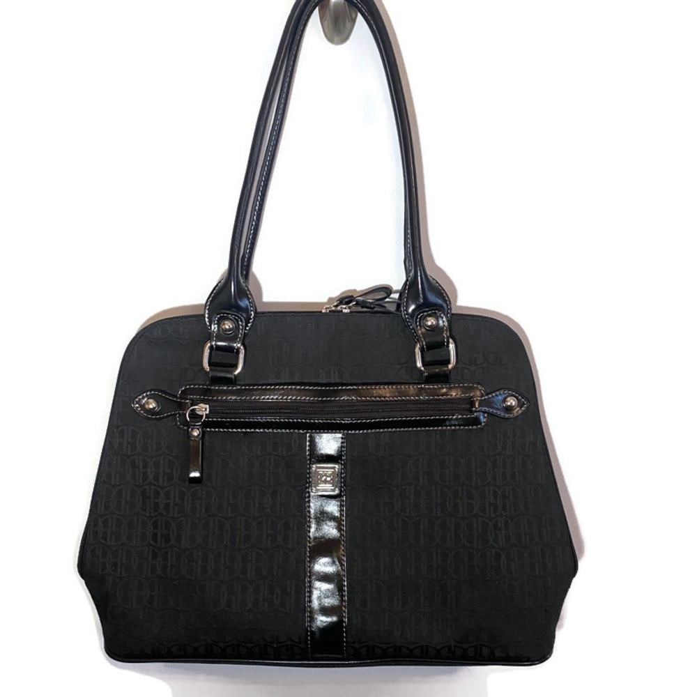 Giani Bernini Black Fabric GB Logo Shoulder Organizer Handbag Bag